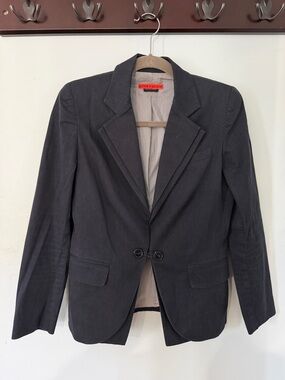 Alice + Olivia Navy and White Pinstripe Blazer with Red Label